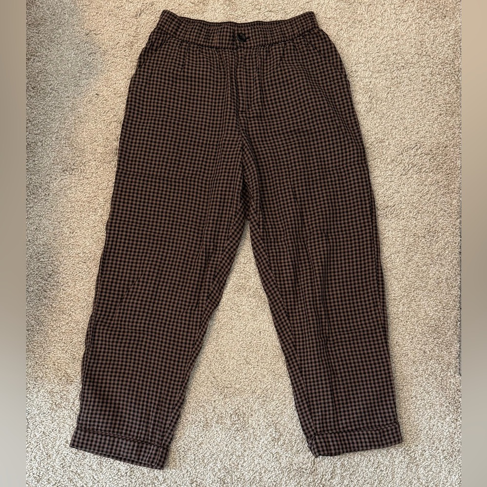 Pact Organic Cotton Checkered Lounge Pants – Brown & Black Gingham, Size S